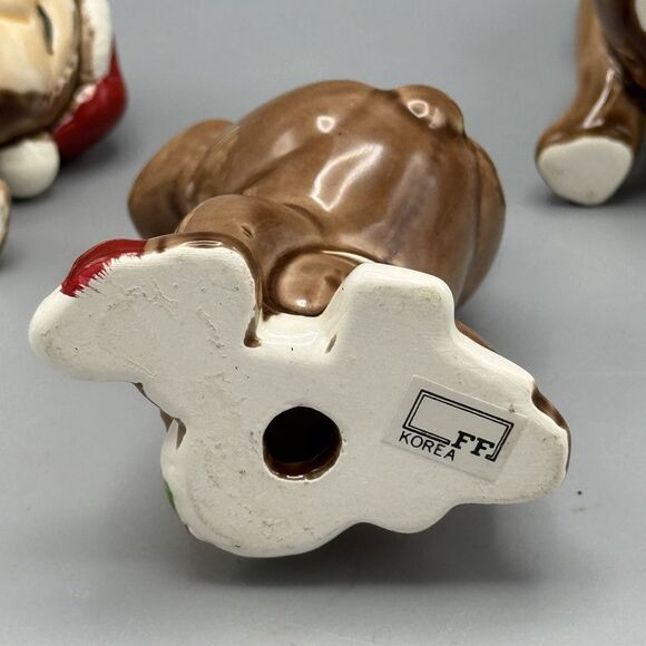 Vtg Fitz and Floyd Tumbling Christmas Bears Set of 3 Figurines Porcelain Korea - Picture 10 of 12